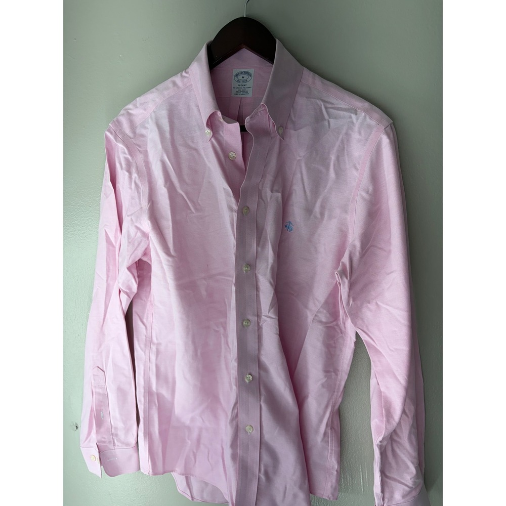 Brooks Brothers Regent Pink Oxford Shirt Mens Medium Non-Iron Supima Cotton